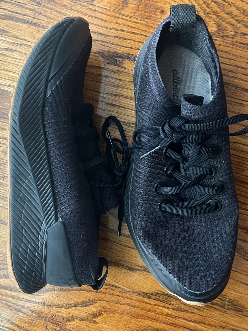 Allbirds Women's Tree Glider Sneakers - Natural Black/Khaki Sole Size 7.5